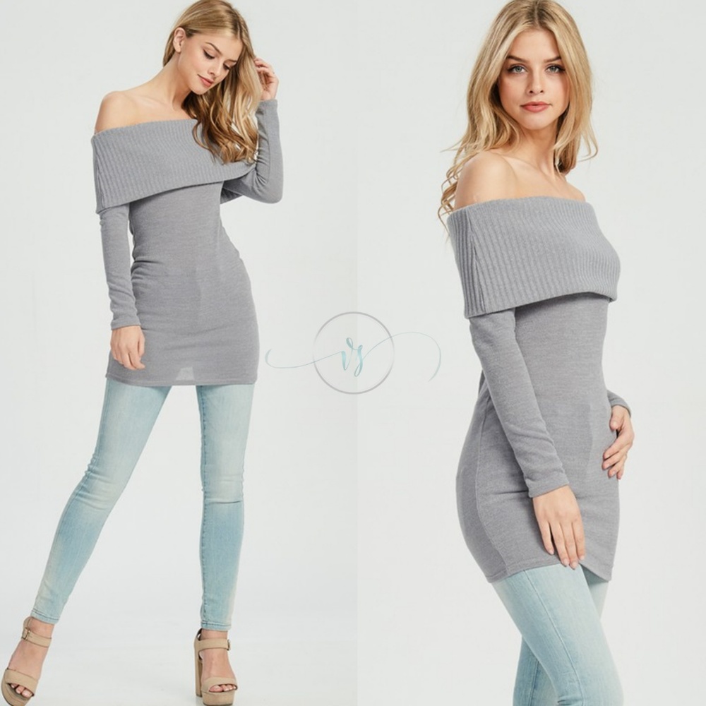 Grey Off Shoulder Tunic